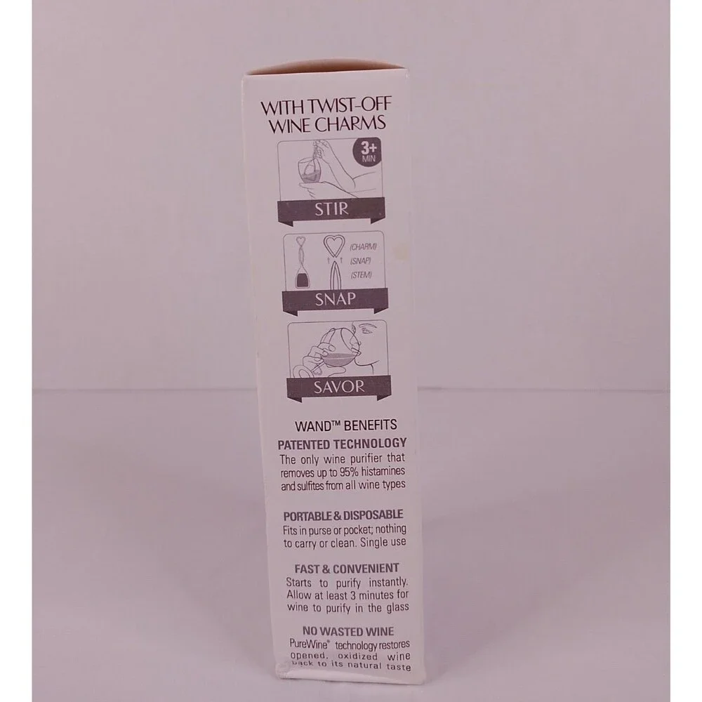 PureWine The Wand Wine Purifier 8-Pack Silver New Sealed No More Headaches